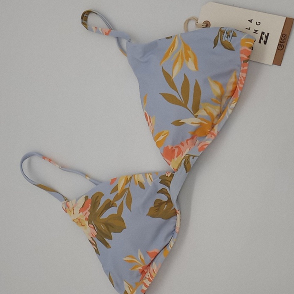 Billabong Skies for Days Ceci Triangle Bikini Top Blue Floral M/10